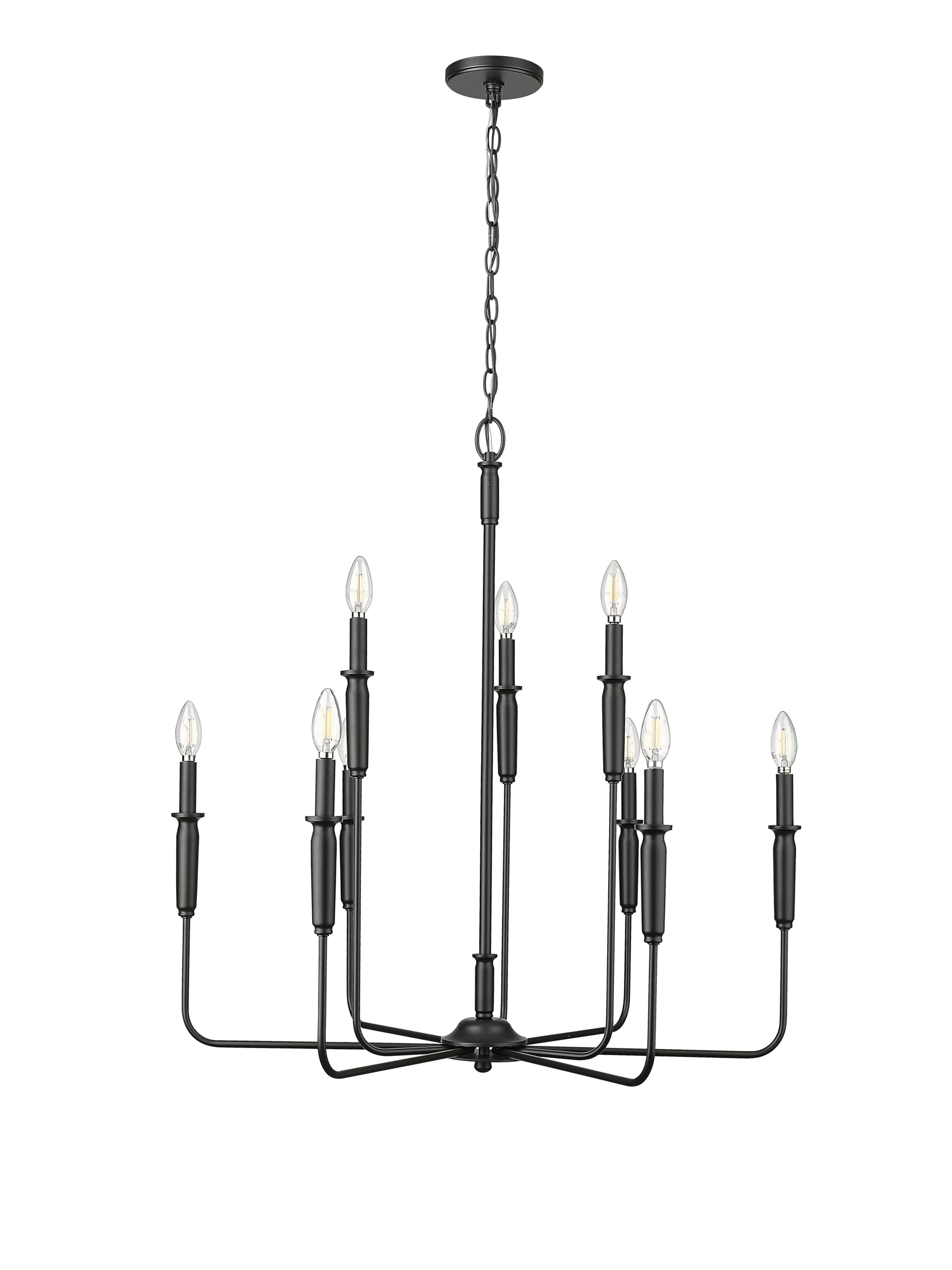 Photo 1 of ML Lighting 29309-MB Savanne 9-Light Chandelier Ceiling Light in Matte Black Finish