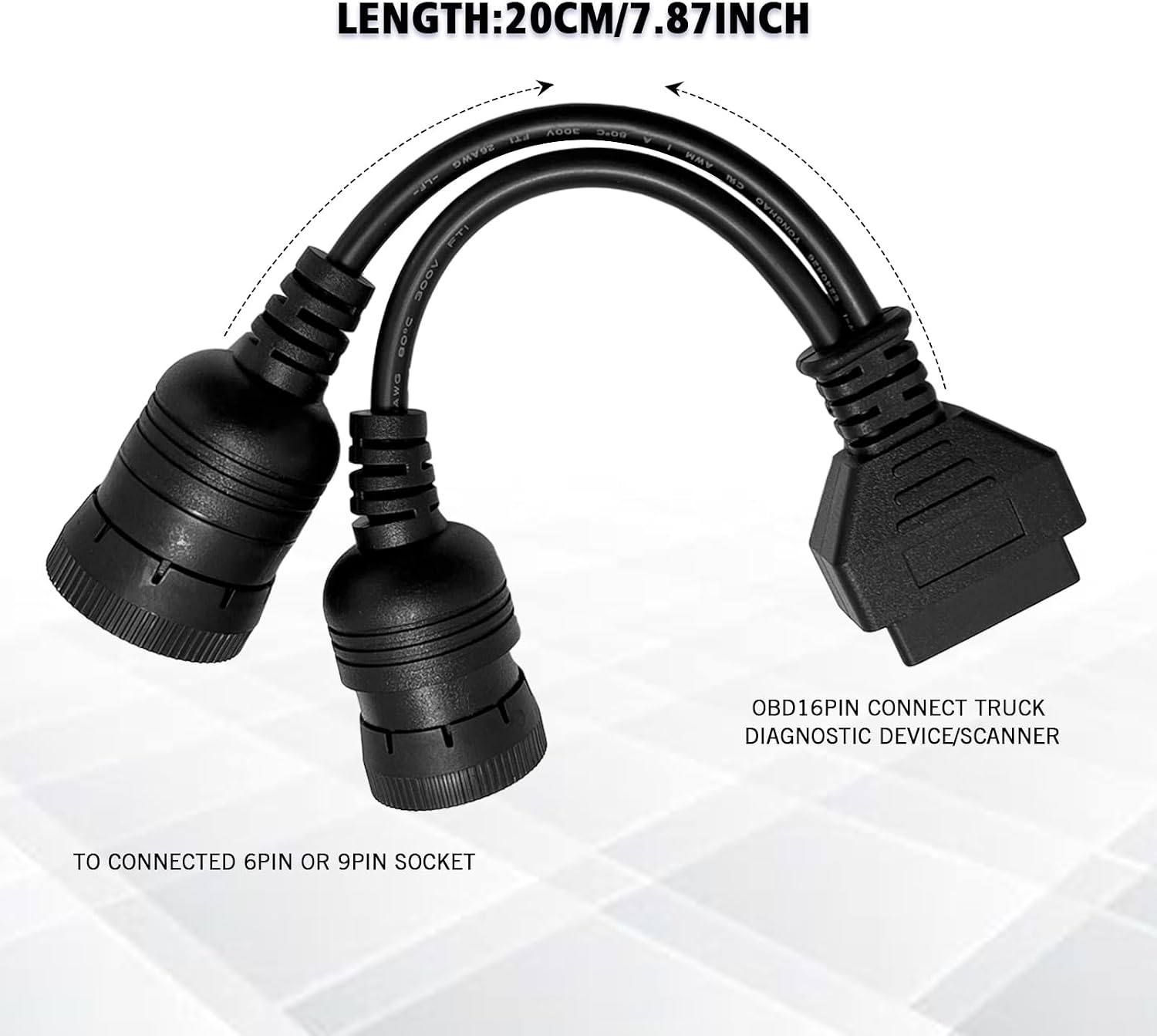 OBD 6pin 9pin J1708 J1939 Cable for Truck 6+9pin to OBD2 Adapter