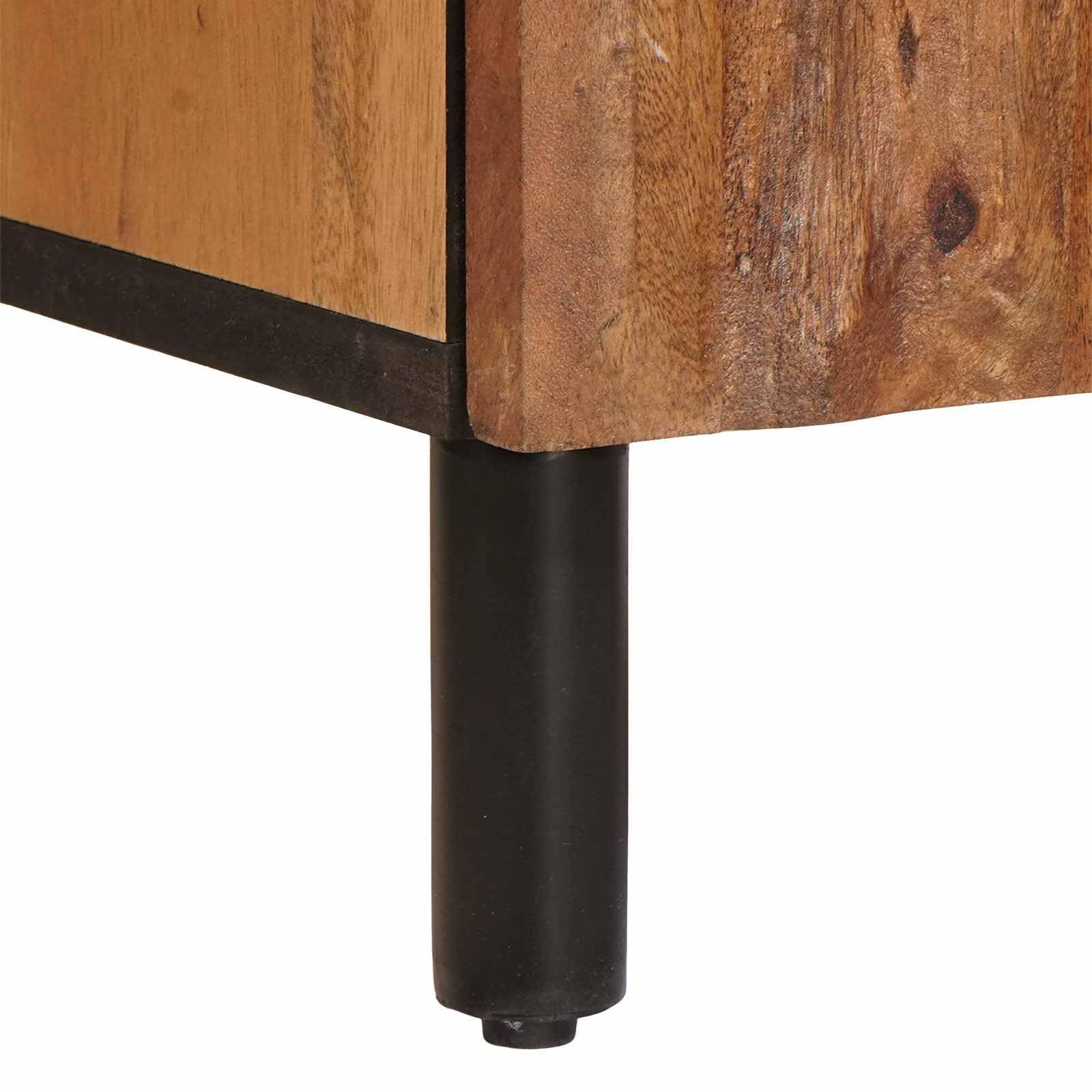 Badezimmerschrank Braun Massivholz Mango 38 x 33 x 58 cm mit Tür und Regal platzsparend für Badezimmer Aufbewahrung Stauraum Möbelset Gäste WC