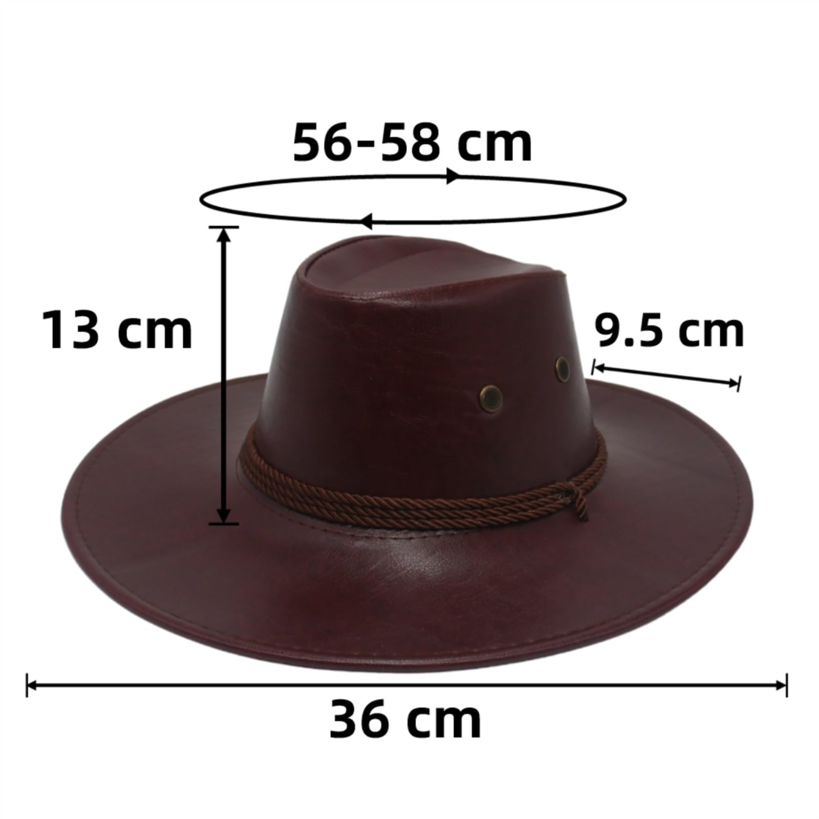 Cappello da Cowboy Cappello da Cowgirl in Pelle Solida Cappello da Country Classico Jazz da Donna Cappelli in Feltro Cappelli da Cavaliere retrò for Uomo