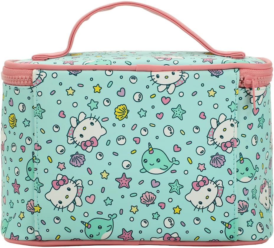Bioworld Hello Kitty Marine Life Light Blue 6" Beauty Case Cosmetic Bag - Image 3