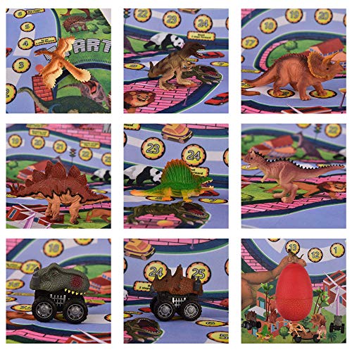 Cradream Dinosaur Toys Jurassic Park Toys Playset with Play Mat Rug Race Cars Trees and Rug, Preschool Learning Egg Jurassic Word Dinosaur Sets Gift for Kids Boys Girls Toddlers Age 2 3 4 5 - Thumbnail 6