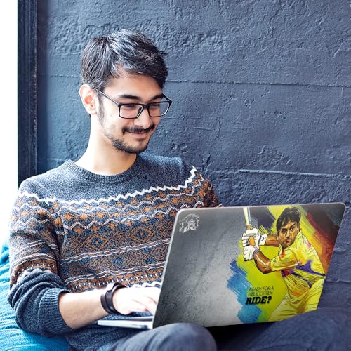 Image of Galaxsia Dhoni Top+Wrist Pad Vinyl Laptop Skin /Sticker /Cover Upto 15.6 Inches Laptops Laminated-Removable-HD Quality Compatible for Hp-Dell-Sony-Lenovo-Asus etc.(15x10 Inches)