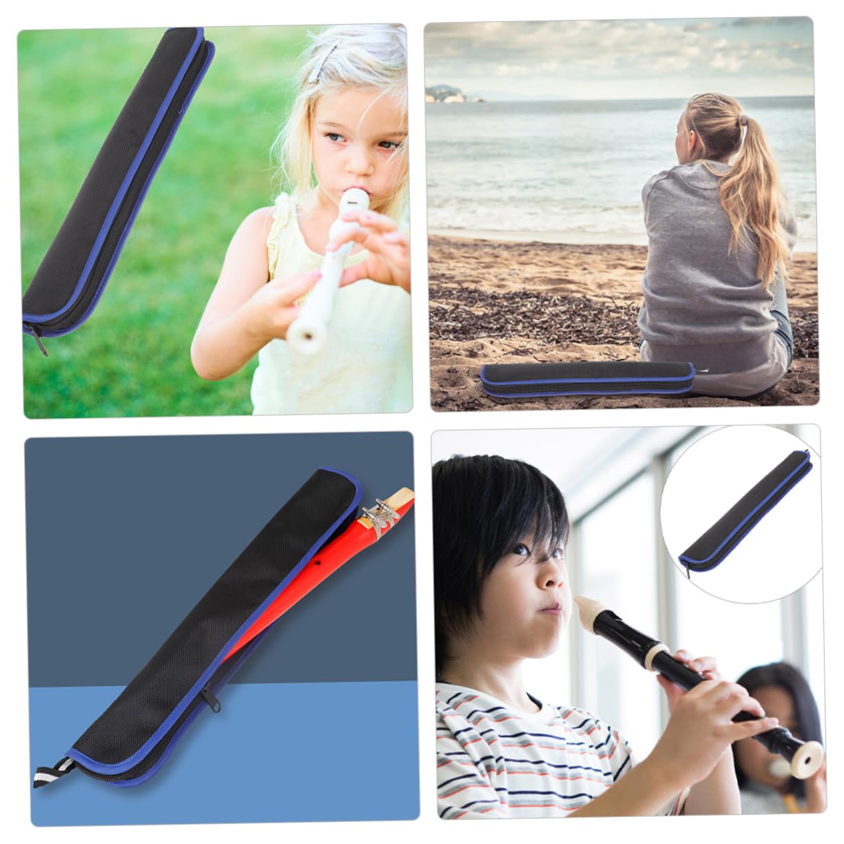 COSMEVIVI Convenient Flute Bag Set 2pcs Flute Storage Pouches Music Instrument Case