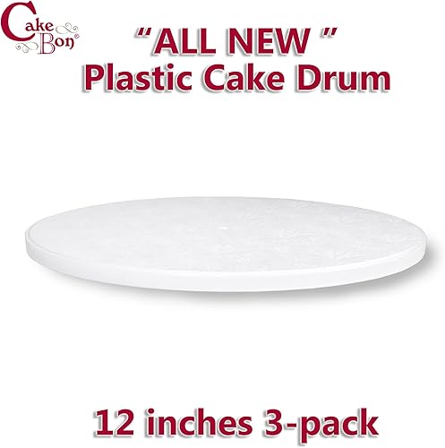 Miniatura 2 de Bases de plástico redondas para pasteles de 12 pulgadas, color blanco, paquete de 3, resistentes, con 0.5 pulgadas de grosor, completamente antigrasa