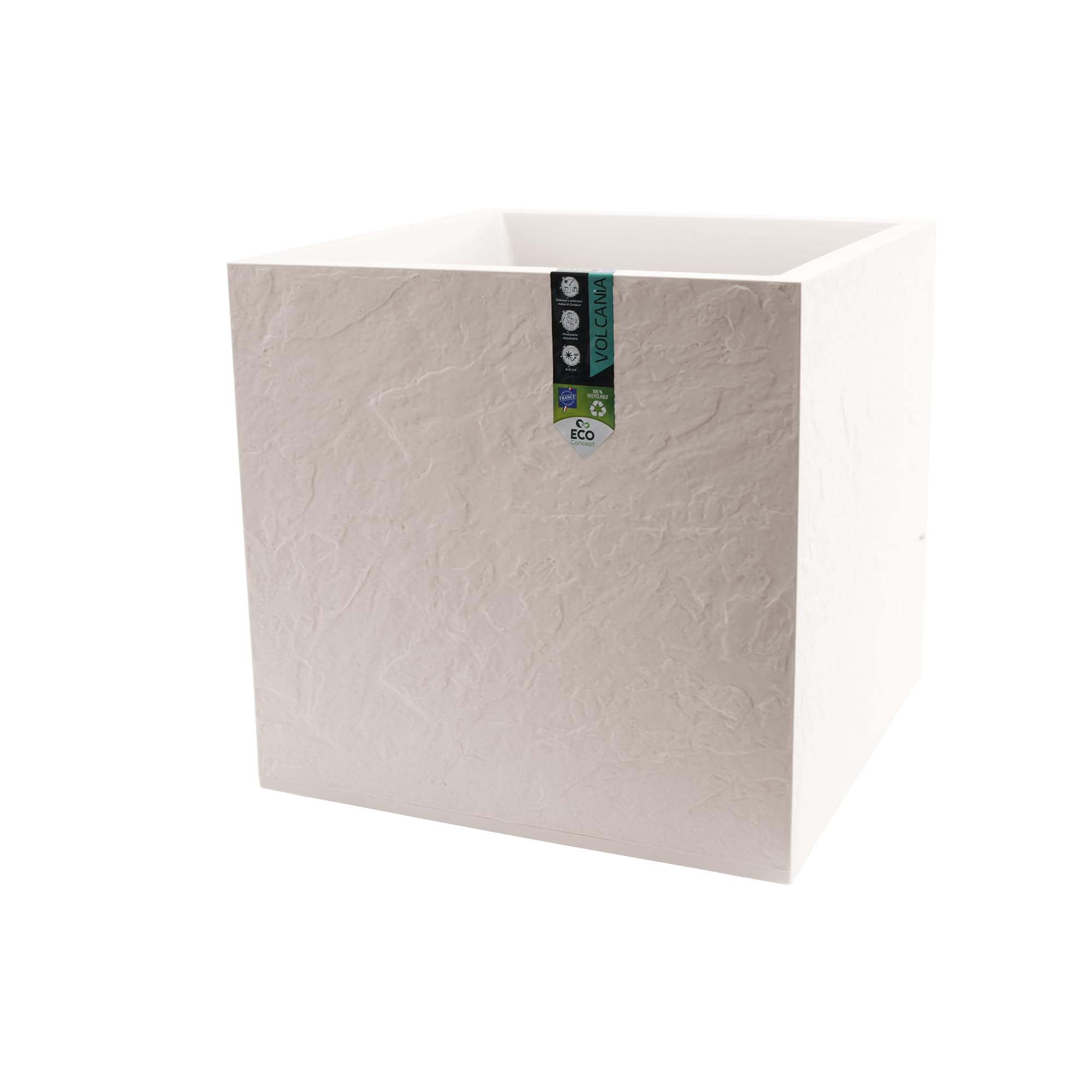 Pot carré 50 cm EDA Volcania anti-dessèchement pour plantes de terrasse