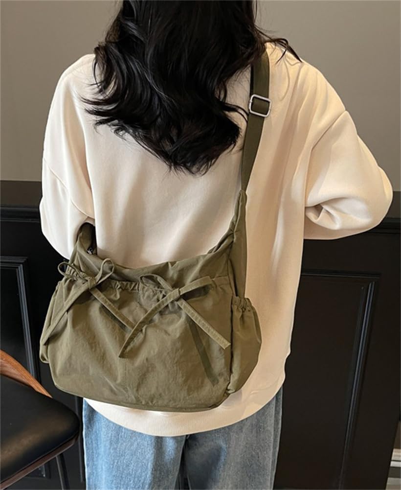 Canvas Hobo Bag Crossbody Purse Womens Bow Shoulder Bag Vintage Tote Handbag Casual Shopper Satchel Messenger Purse for Women