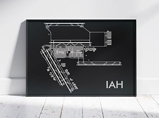 Modern Poster of George Bush Intercontinental Airport Iah | 11x17 12x18 16x24 24x36 Unframed Print Wall Art | Minimal Traveler Gift | Minimalist Home Office Decor
