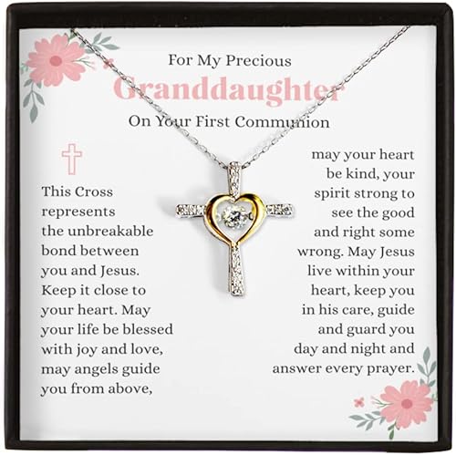 With Love & Co Regalo de primera comunión para nieta, collar de cruz para nieta, regalos de primera comunión para nieta, regalos de primera