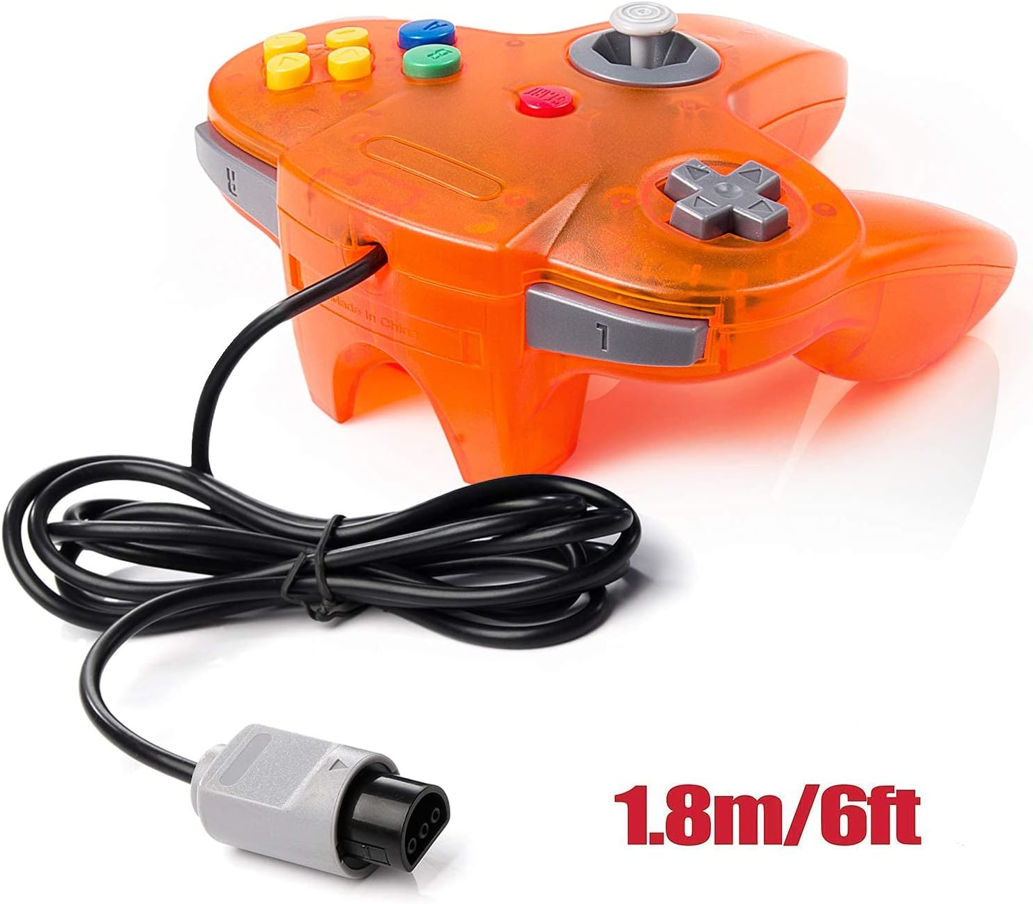 miadore 2 Packs Classic 64 Wired Controller Joystick for N64 Video Game System N64 Console (Jungle Green and Orange) (Renewed)