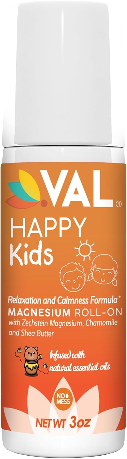 VAL Magnesium Roll-On for Kids | Gentle Zechstein Magnesium Chloride | Relaxation for Daytime & Bedtime | Calm & Mood Support | with Chamomile, Shea Butter & Essential Oils | USA Made | 3oz