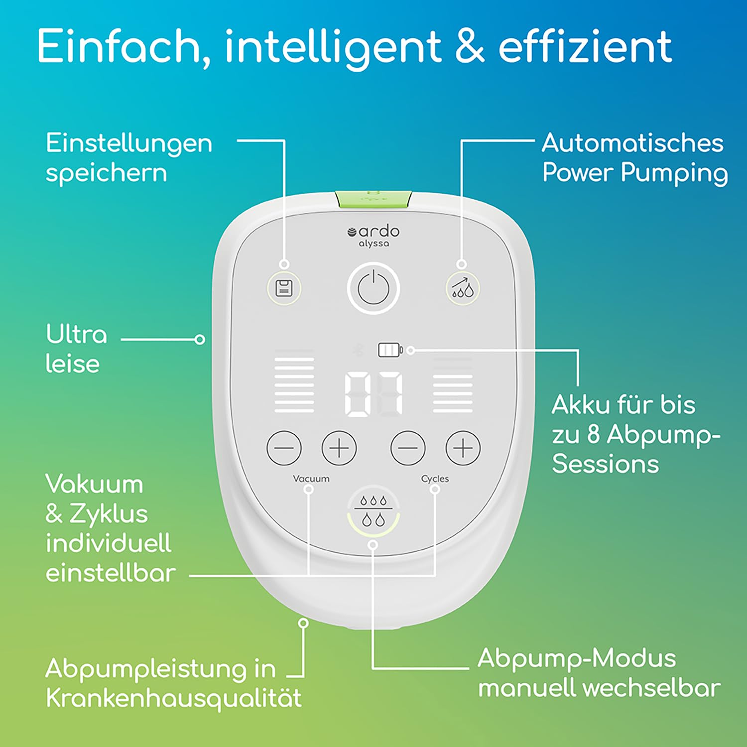 Ardo ALYSSA HANDS-FREE elektrische Doppelmilchpumpe - freihändig, mit App-Steuerung & Power Pumping - Schweizer Qualitätsversprechen - sanft, sicher & leise - elektrische handsfree Brustpumpe