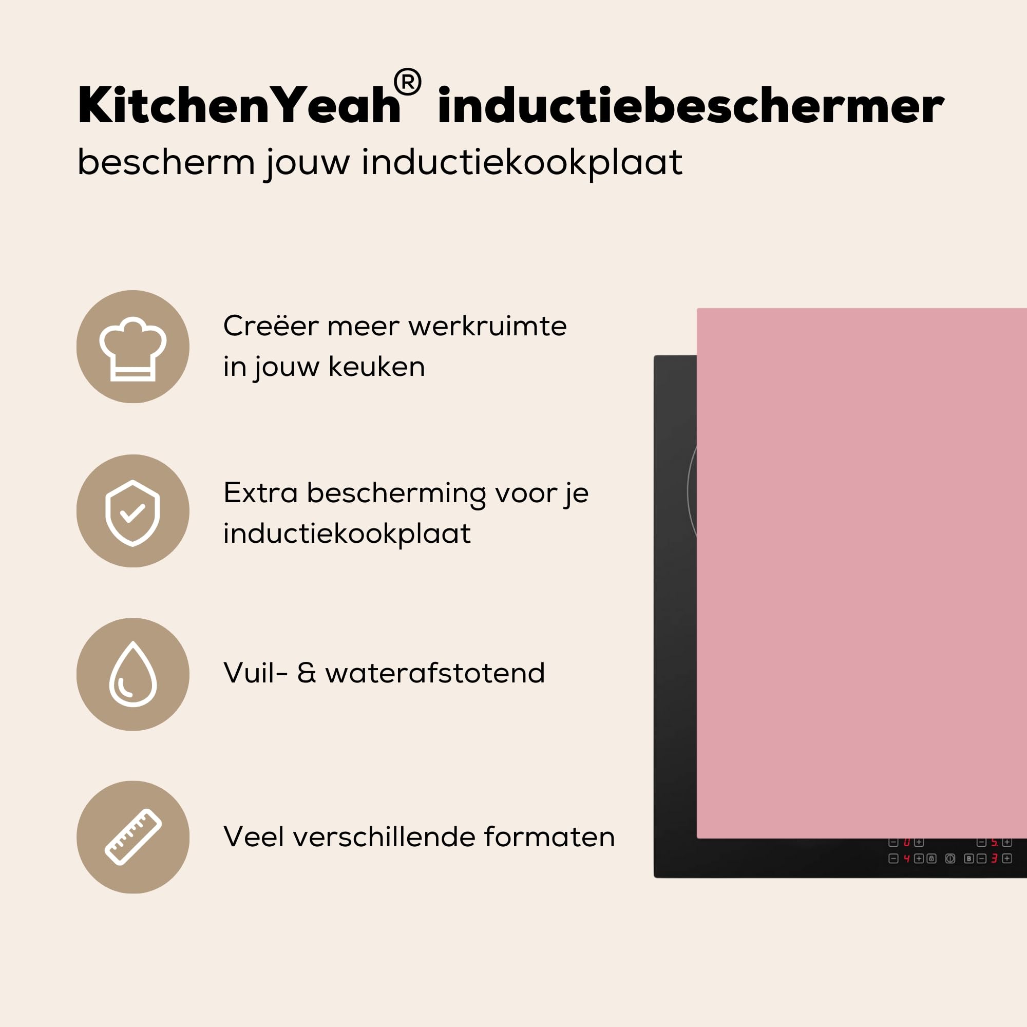 Inductieplaat Beschermer - Leeuwin Op Een Steen - 70x52 Cm - 2 Mm Dik Inductie Beschermer Van Vinyl