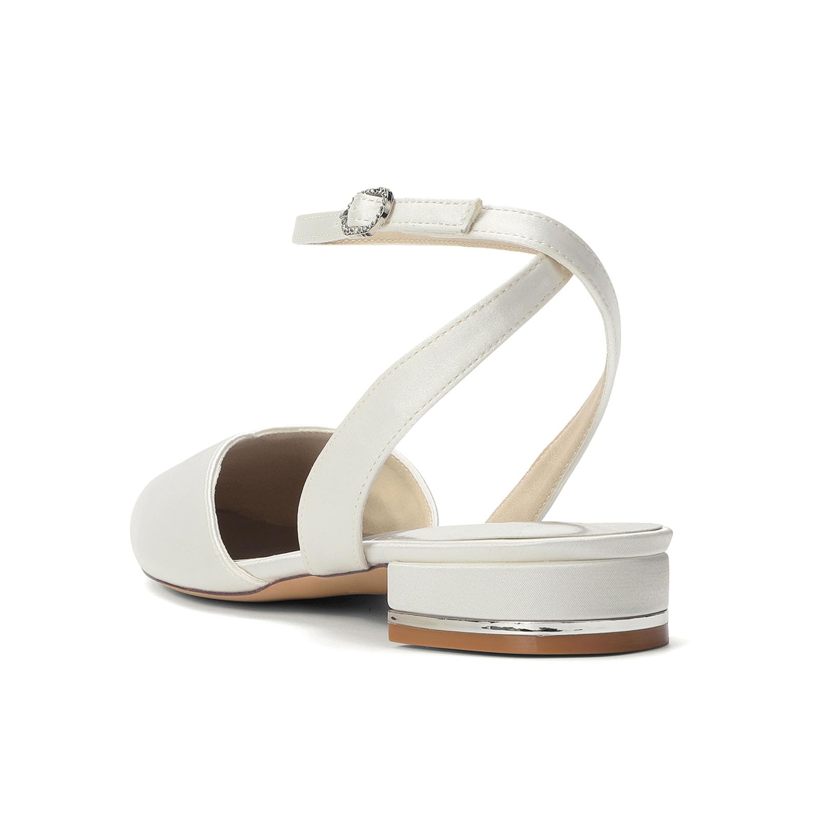 Generico Donna Cinturino alla Caviglia Ballerine da Sposa con Fibbia Tacco Basso Scarpe da Vestito da Cerimonia Punta Appuntita Slingback Sandali da Vestito