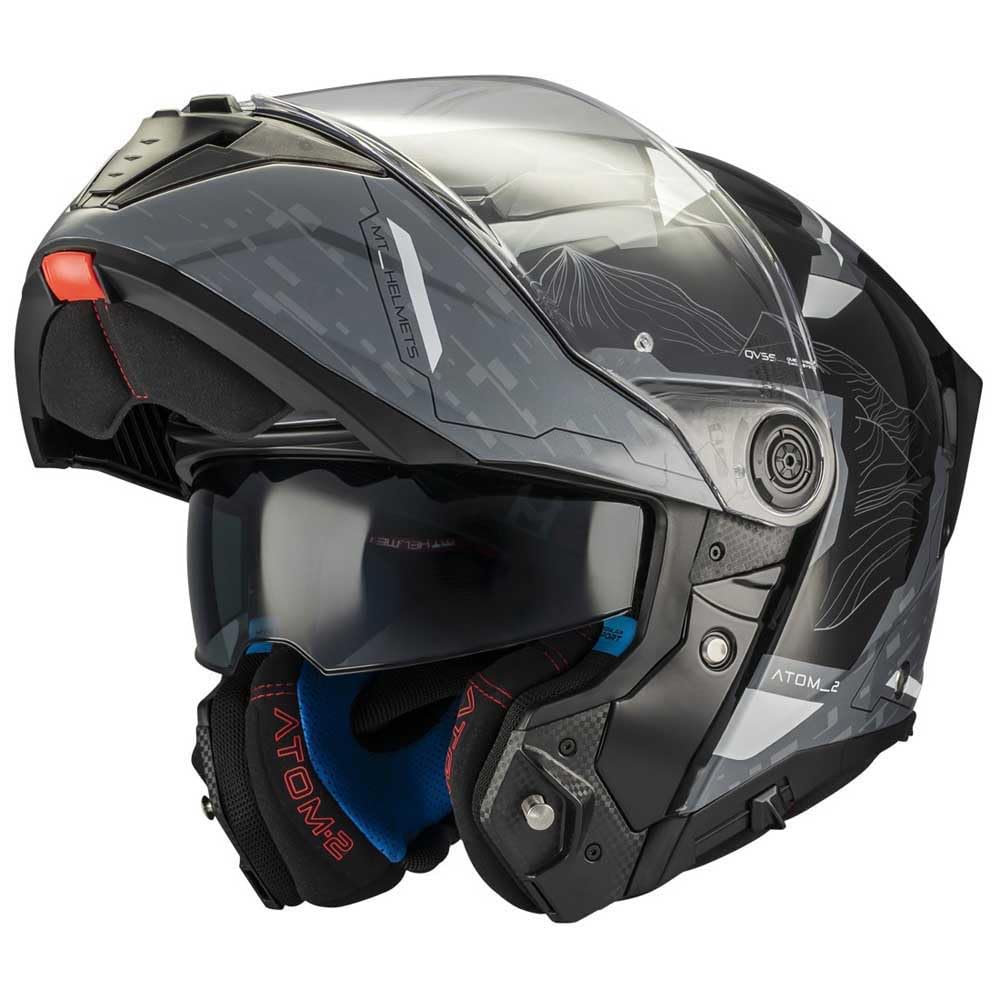 MT Helmets Atom 2 SV, Casco moto Modular Flip-Up, Visor Solar Retráctil, Interior Lavable, Preparado Intercomunicador UCS, Bloqueo frontal, Visor con posición Ventilación, Homologado ECE 22.06 & DOT