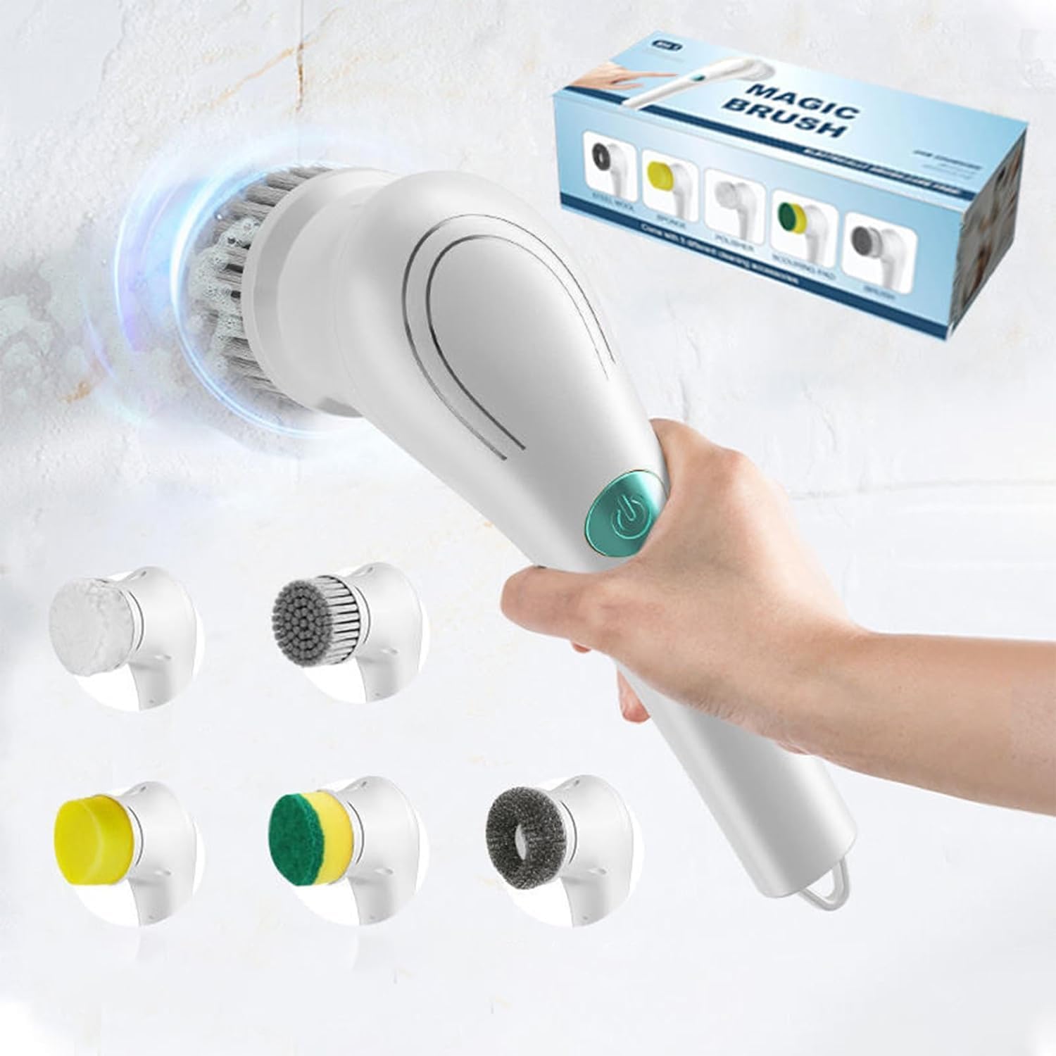 PRUZI Electric Spin Scrubber, Electric Cleaning Brush with 3 Brush Heads| Kitchen Bathroom Mirror Tile Tub Dish Sink | Handheld Household Motorized Brush(Electric Spin Scrubber) (B0D4ZGPSV2) Amazon Price History, Amazon Price Tracker