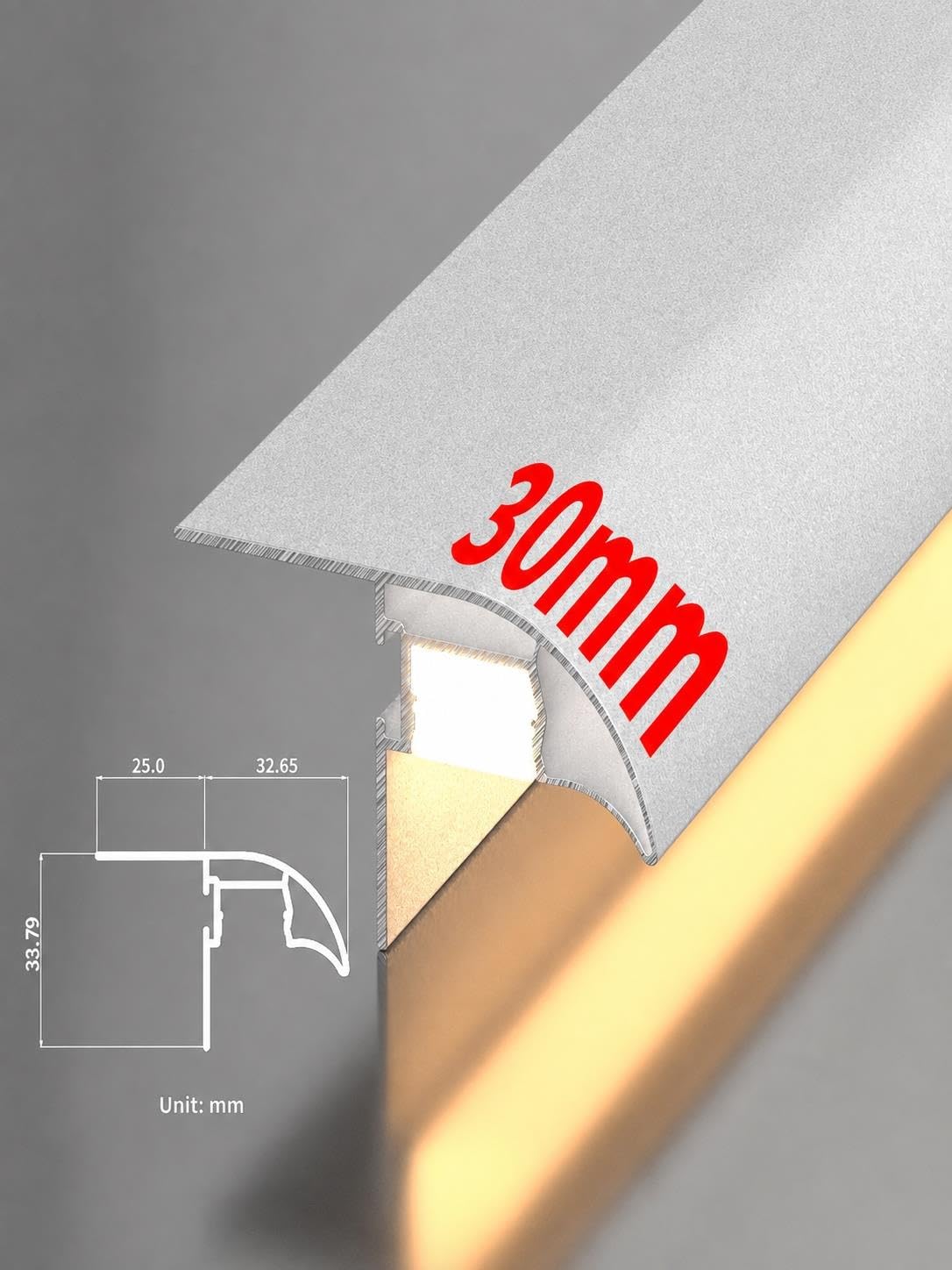 Aluminium Tropfkantenprofil 30mm mit Lichtkanal, Regenwasserabweiser