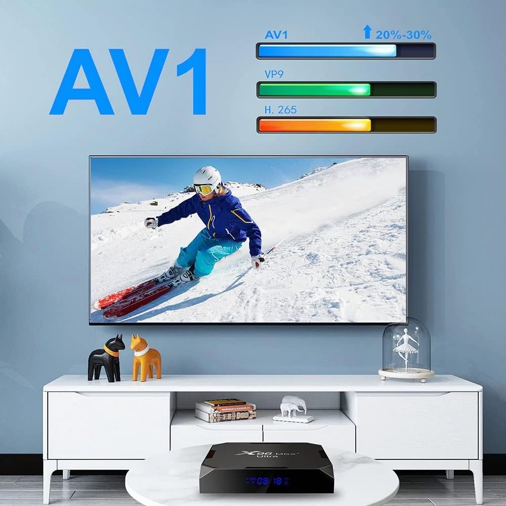 X96 Max Plus Ultra TV Box Android 11 Amlogic S905X4 4 GB 32 GB soporte AV1 8 K Dual WiFi BT con teclado i8