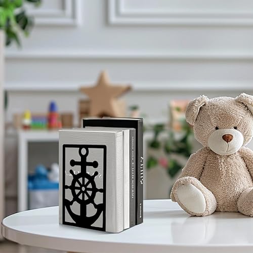 Miniatura 7 de Peacoblue Sujetalibros de metal para estantes, modernos tapones decorativos resistentes para libros de estudio, para oficina, escritorio, estante,