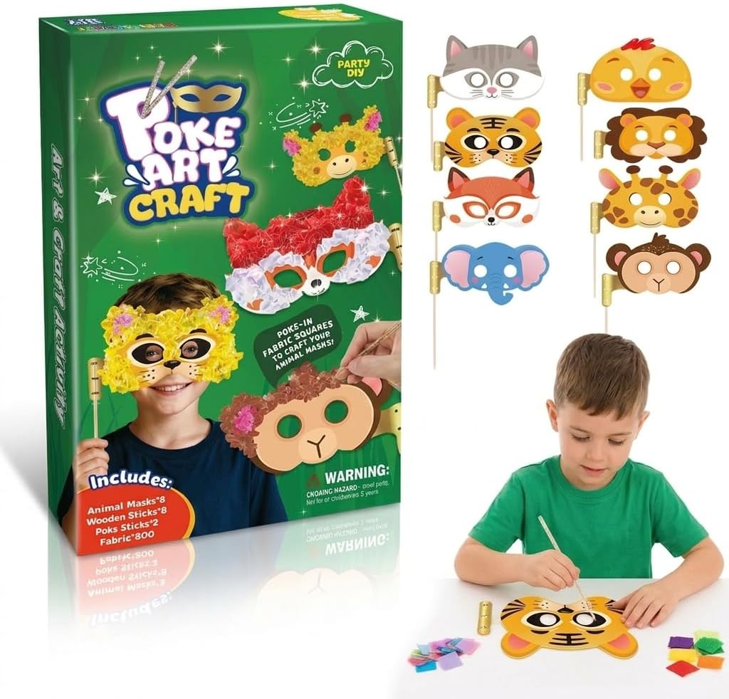 Zyxeloo Poke Art-Animal Masks, DIY Masks Dress Up Set Gift for Boys & Girls