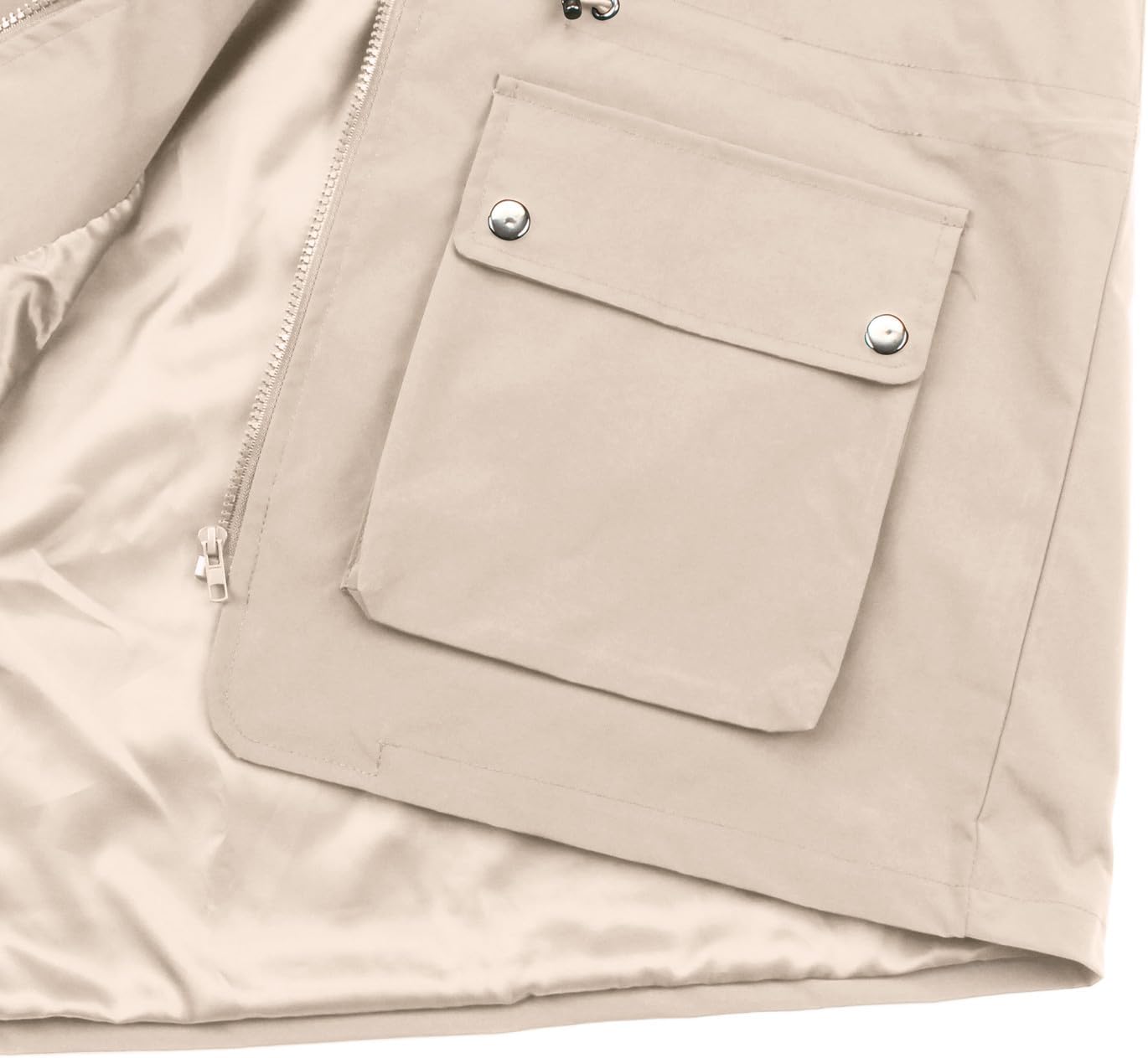 PESION Womens Packable Military Utility Vests Outerwear Waterproof Windbreaker Jacket Cargo Vest with Removable Hood - Image 8