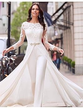 Amazon.com: HQnyimi Simple Wedding Dresses Casual Jumpsuits