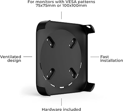 HumanCentric Mount Compatible with Mac mini, Custom Mount Adapter for Wall, Rack, Under Desk, Behind Monitor, 75x75mm and 100x100mm VESA Patterns, Does Not Work with 2024 M4 Mac mini