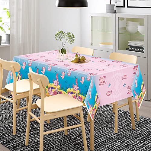 Bkeecten 3Pack Pink Cartoon Axolotl Party Table Cover Reptile Animals Waterproof Disposable Tablecover Plastic Rectangle Tablecloth For Girl Axolotl Birthday Baby Shower Party Supplies, 54X108 Inch #TOP6