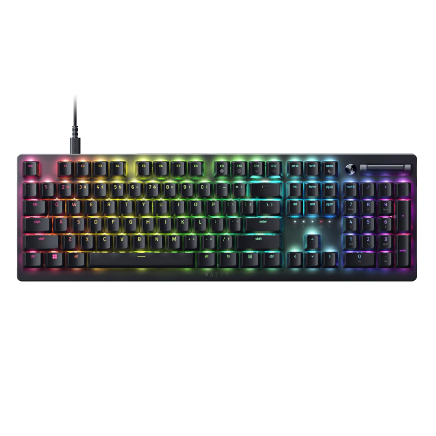 Razer DeathStalker V2 (commutateur Rouge) – Clavier de Jeu Optique Bas (commutateurs optiques linéaires, câble de Type C Amovible, Touches gravées au Laser, Chrome RVB) | Noir