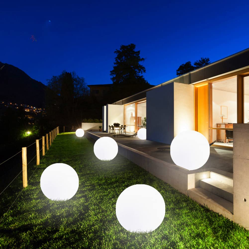 Luces LED para exteriores de 8 ", 16 colores RGB, luz de bola decorativa impermeable con atenuación con control remoto, cable solar o USB, esfera de brillo de carga para jardín, césped, piscina