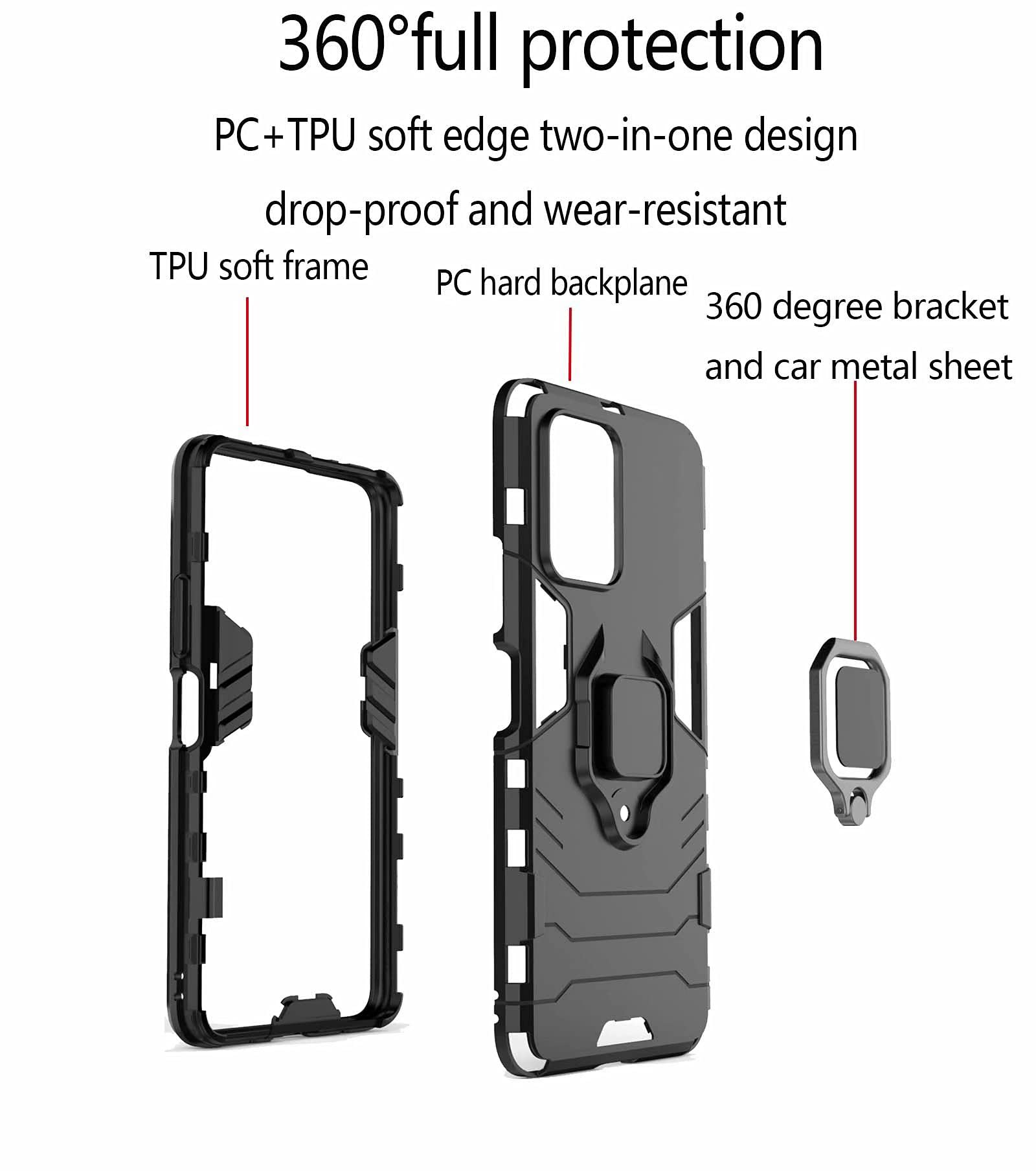 Btstring Cover Per OPPO Reno6 Pro 5G, Militare Custodia con Stand Supporto Bumper Antiurto Case, TPU+PC Dual Layer Custodia- blu