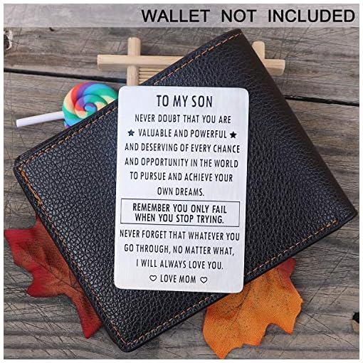 Inspirational Engraved Wallet Inserts to My Son from Mom, Gifts for Son with Motivational Quote, Wallet Insert Cards for Graduation Birthday Gift Ideas - Image 5