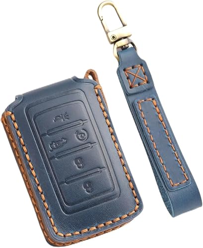 Hontumax Funda de cuero genuino para llavero de 5 botones para Jeep Grand Cherokee 2022 2023 2024, funda protectora para llave de entrada sin llave