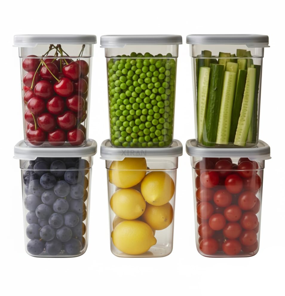 Xiran Fridge Storage Containers, Storage Box for Kitchen, Refrigerator Organizer Containers, Kitchen Storage Box, Fridge Storage Boxes, Pantry Organization (Pack of 6, 1000Ml), Transparent, Plastic