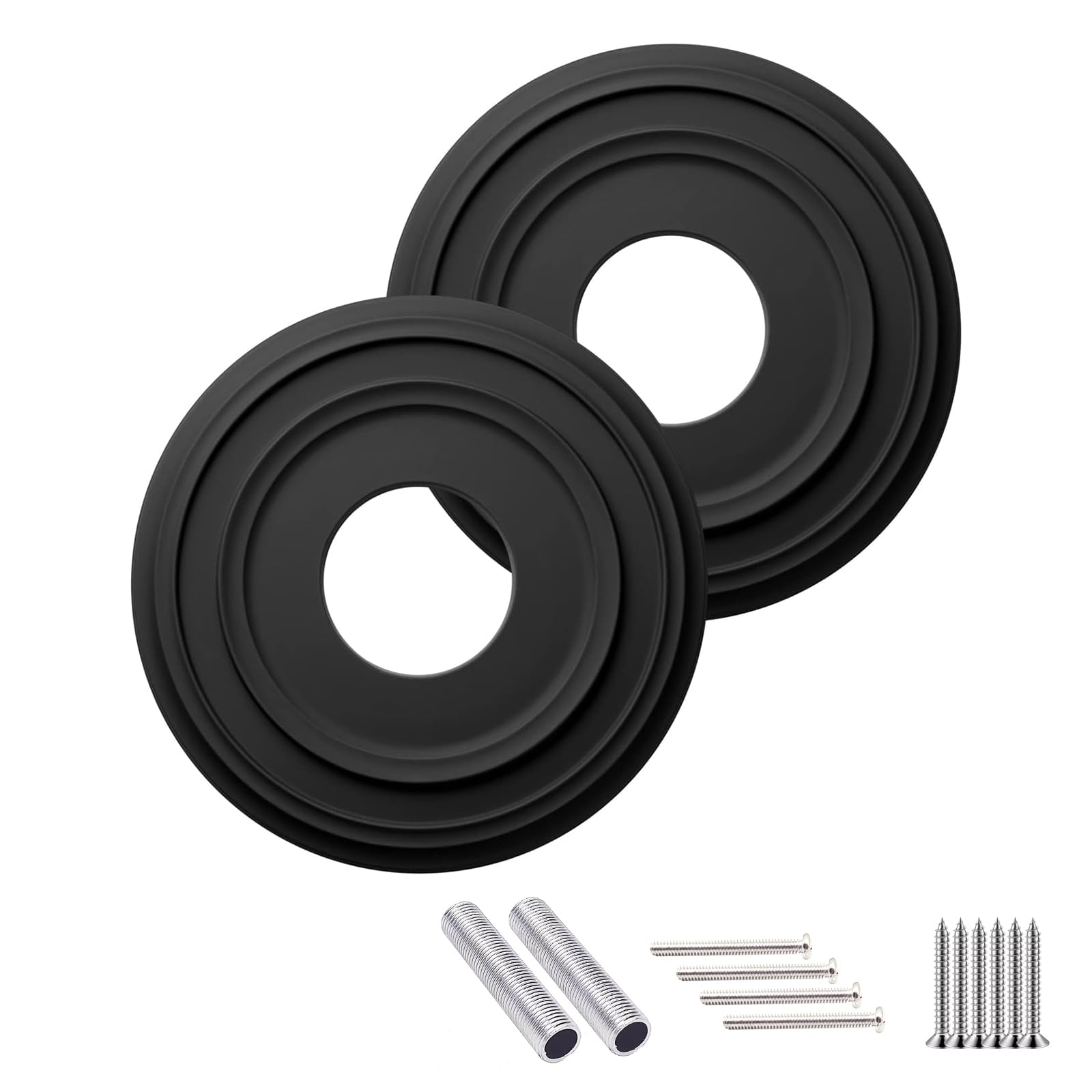 ELFHYT Matte Black PU Ceiling Medallions — Amazon image 3