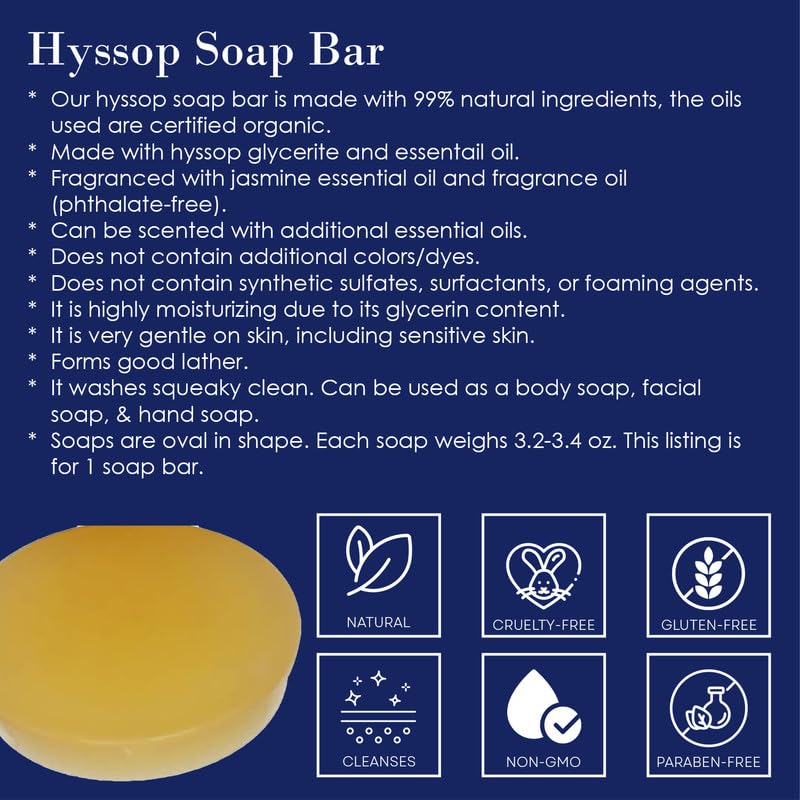 Miniatura 5 de Cleanse Me with Hyssop and I Shall Be Clean Hyssop Natural Jasmine Soap Bar -1 Barra de jabón