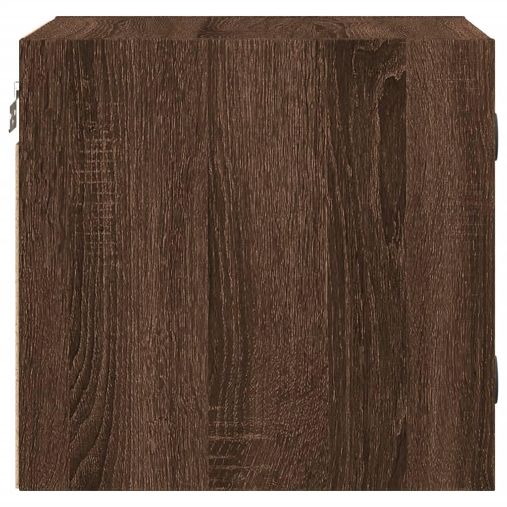 Mesillas de noche con puertas de cristal, 2 unidades, aspecto de roble marrón, 35 x 37 x 35 cm, mesita de noche para dormitorio, mesa auxiliar moderna para salón, dormitorio, estudio
