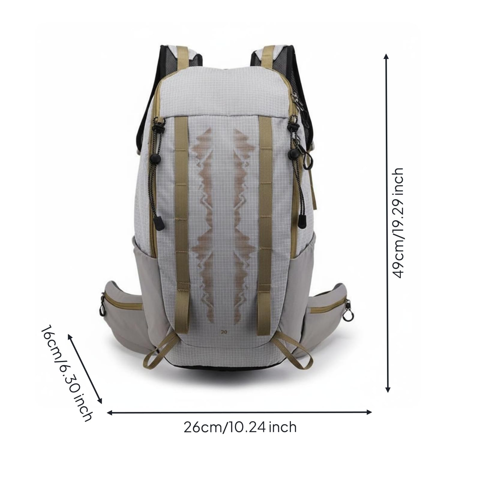 Qianly Zaino Impermeabile da Trekking Resistente Equipaggiamento Esterno per Escursionismo, Beige, Cachi