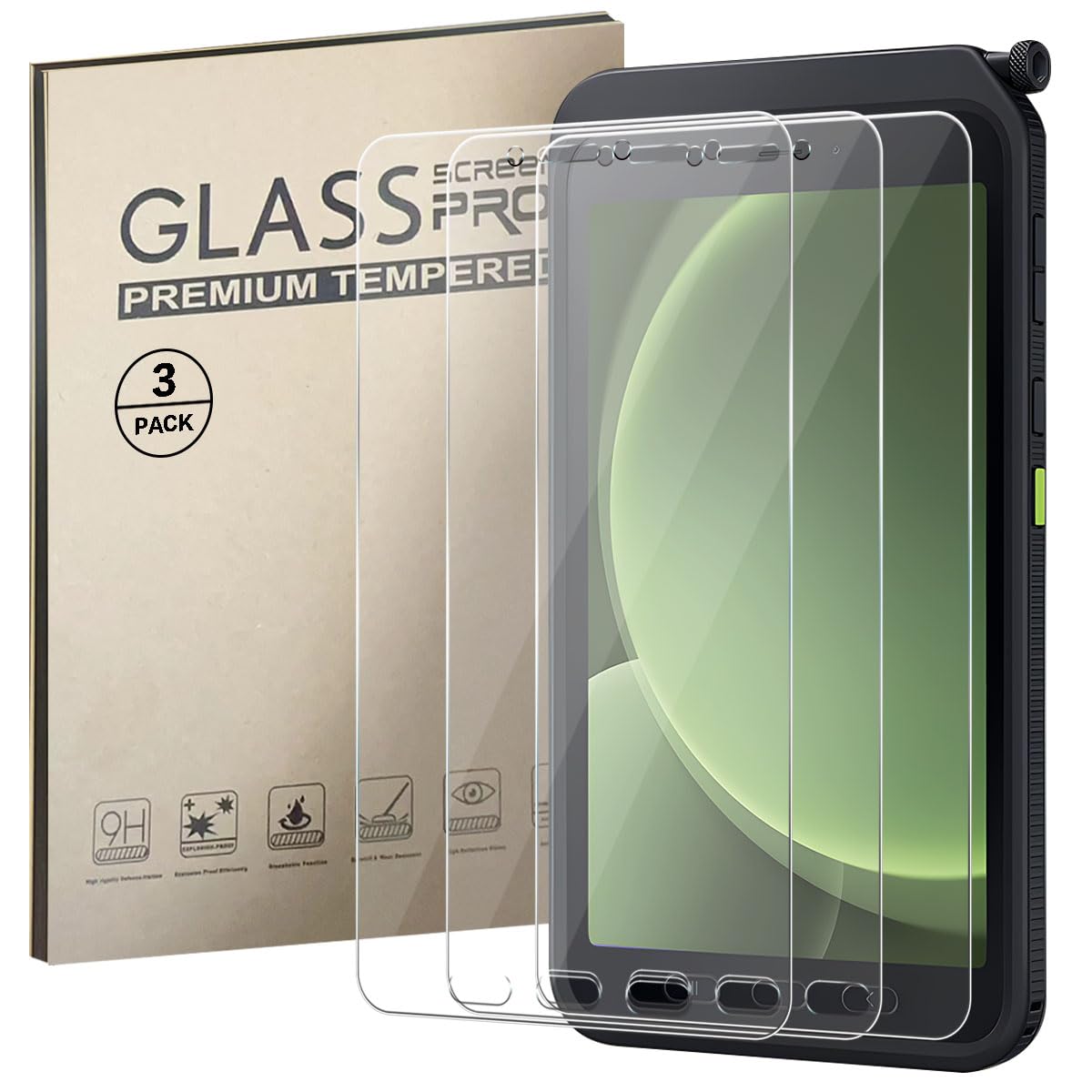 Glass Screen Protector for Galaxy Tab Active5 (8 inch) tablet, Case Friendly Anti-Scratch 9H Tempered Glass Screen Saver for Tab Active5 Enterprise Edition 2024, SM-X300/307/306 [3-Pack]