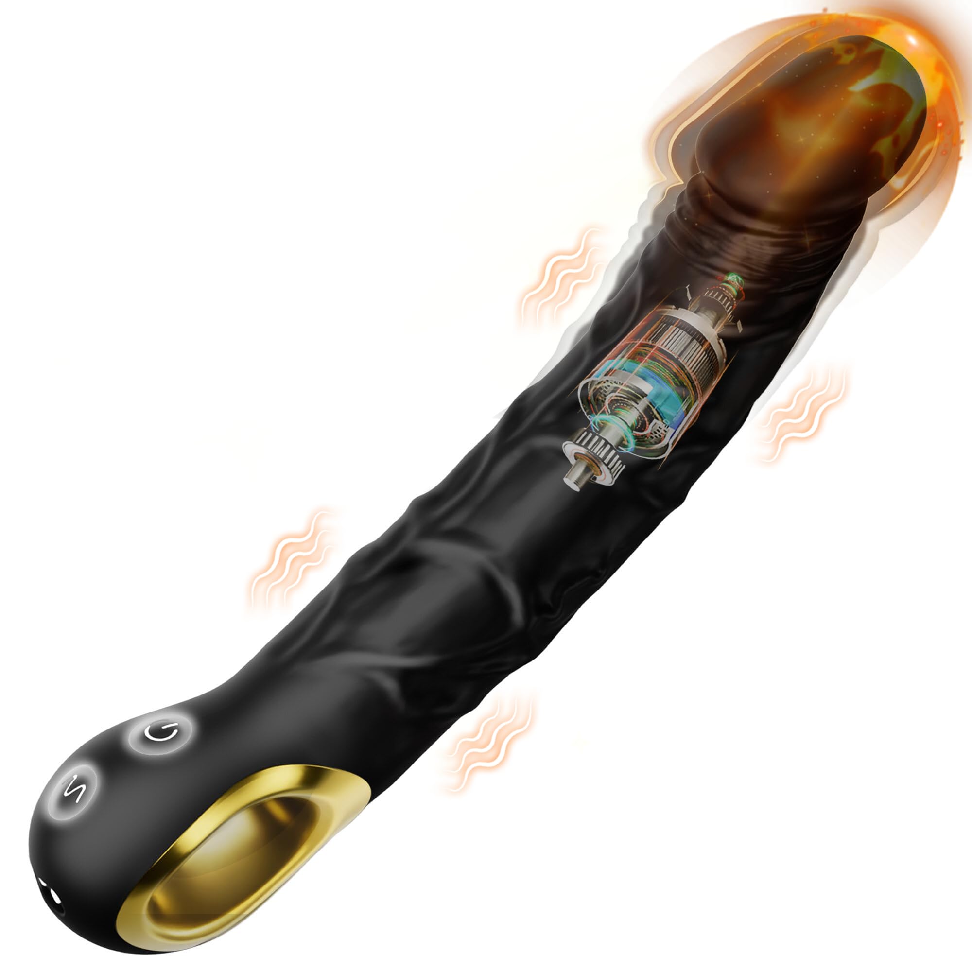 8.7" Big Black Dildo Vibrator G Spot Vibrator Wand for Women, Realistic Silicone Dildo Beginner Dildo with Handle, Electric Dildo Slim Vibrator with 10 Vibrating Modes, Adult Sex Toys for Men & Couple
