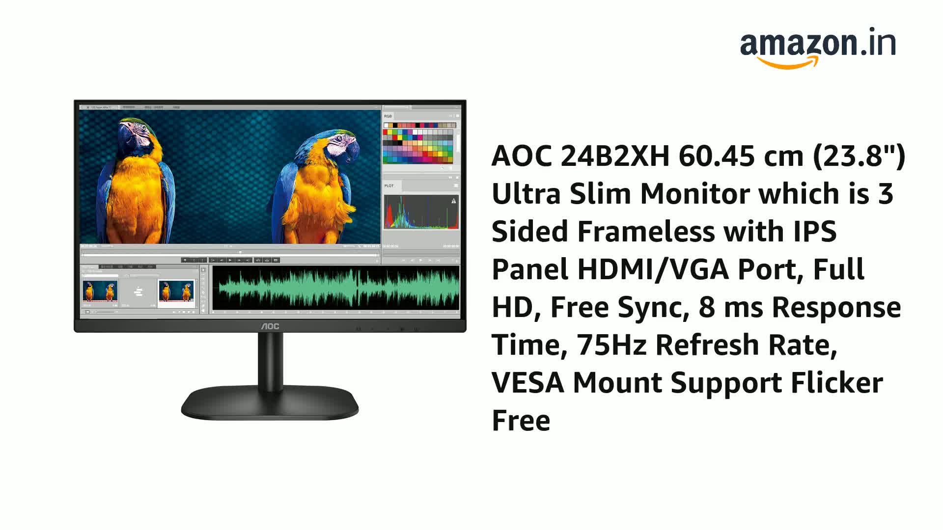 AOC 24B2Xh 23.8 Inch (60.45 Cm) 1920 x 1080 Pixels Ultra Slim LCD