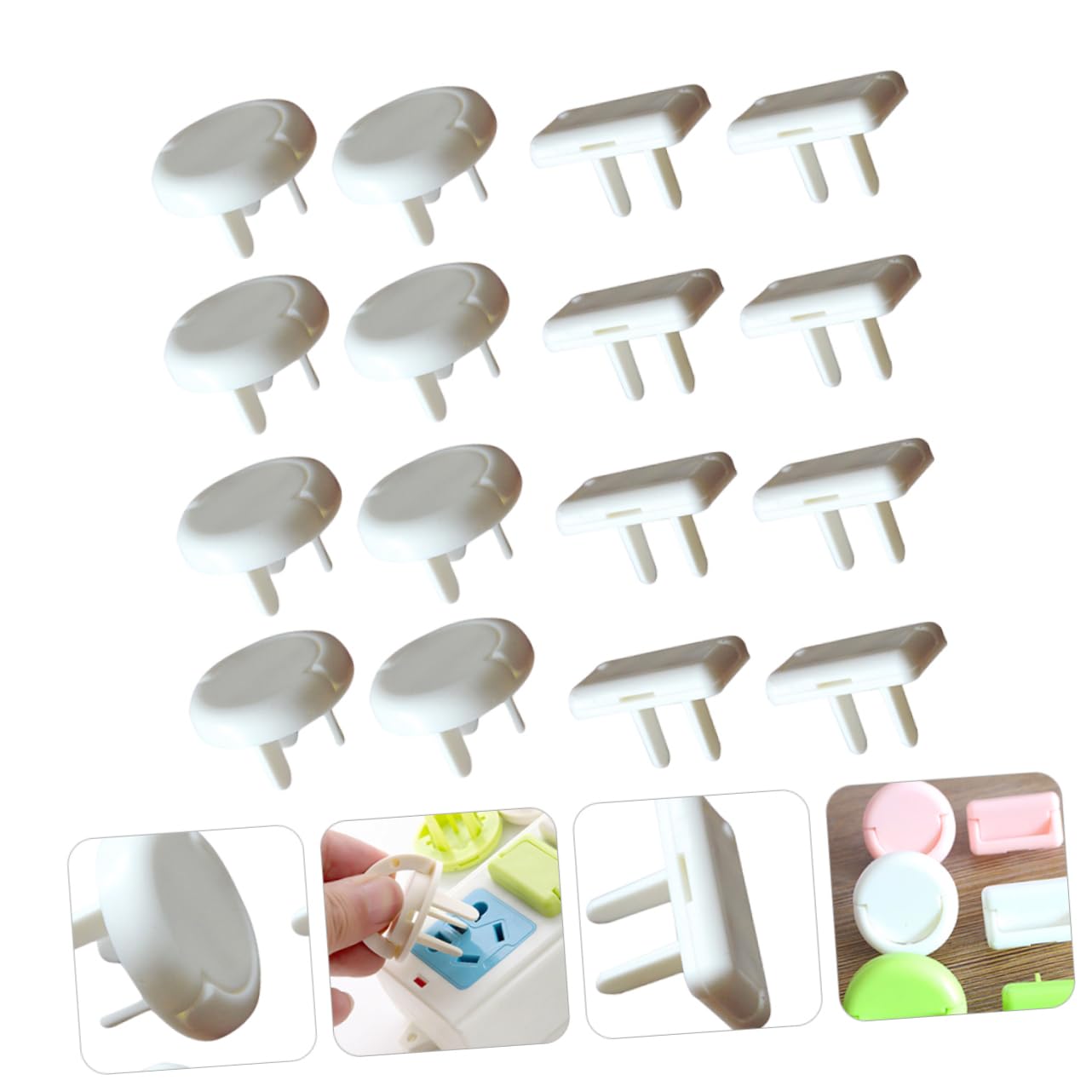 Kisangel Lot de 60 Cache-prises de Sécurité pour Bébés, Couvercle de Protection de Prise en Abs Blanc, pour Prises de Courant Électriques