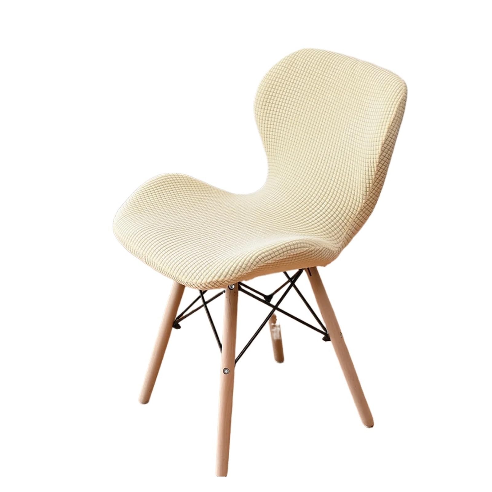 SHBHWS Jacquard Adjustable Shell Chair Cover Dining Room Round Back Streach Home Elastic Luxury Hotel Banquet Stool for Hotel, Banquet(Ivory)