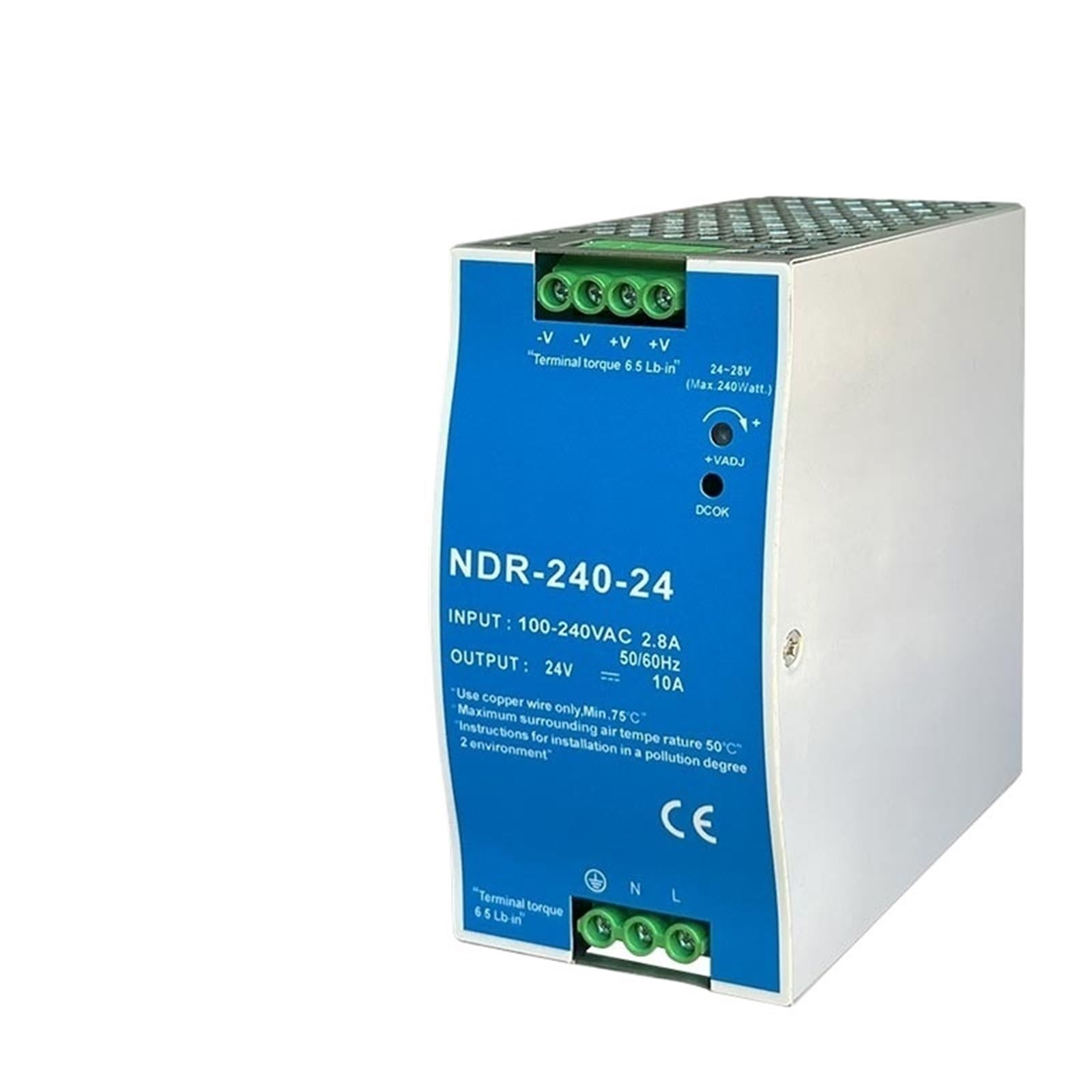 FCARUMIQP 1pcs NDR 240W 24V 48V Industrial DIN Rail Type Single Group Output Transformer 240VAC Switching Power Supply