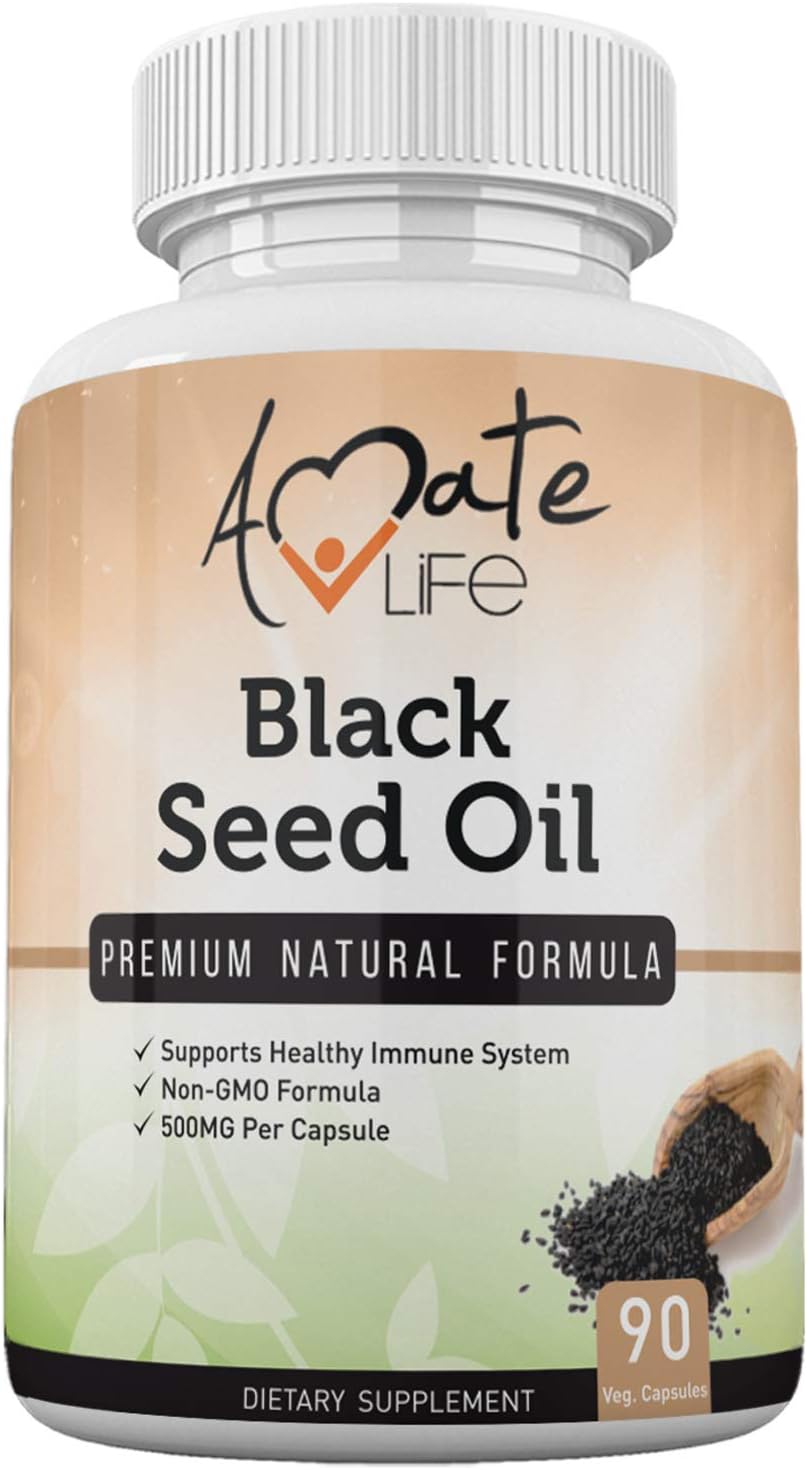 Black Seed Oil Capsules Cold Pressed - Black Cumin Seed Oil Vegetarian Supplements- Non-GMO Blackseed Oil Pills for Immune Support- Rich in Antioxidants - 90 Capsules
