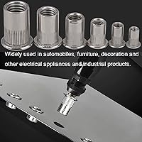 Vista 7 de Tuerca de remache, 50 piezas 1/4-20UNC de acero inoxidable de cabeza plana remachada roscada, cuerpo moleteado (1/4-20), para decoración de muebles