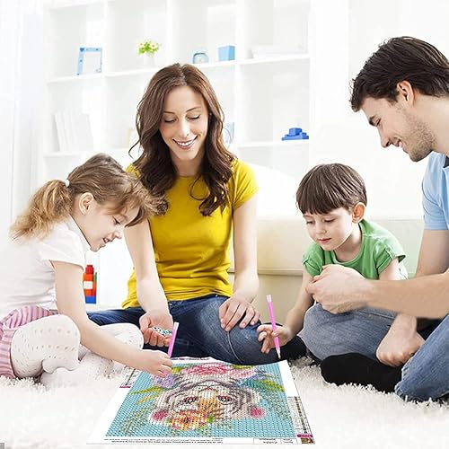 Miniatura 7 de Paquete de 4 kits de pintura de diamantes de varios tamaños para niños, taladro completo 5D redondo de diamantes de imitación de varios tamaños para