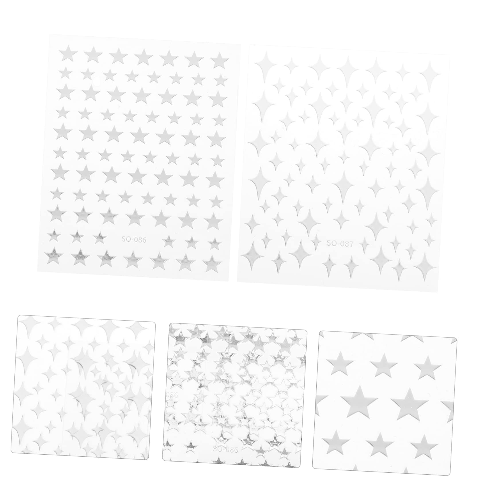 NOLITOY 40hojas Pegatinas De De Uñas Autoadhesivas Diseño De Estrellas De Calcomanías y Plata Para Decoración De Manicura
