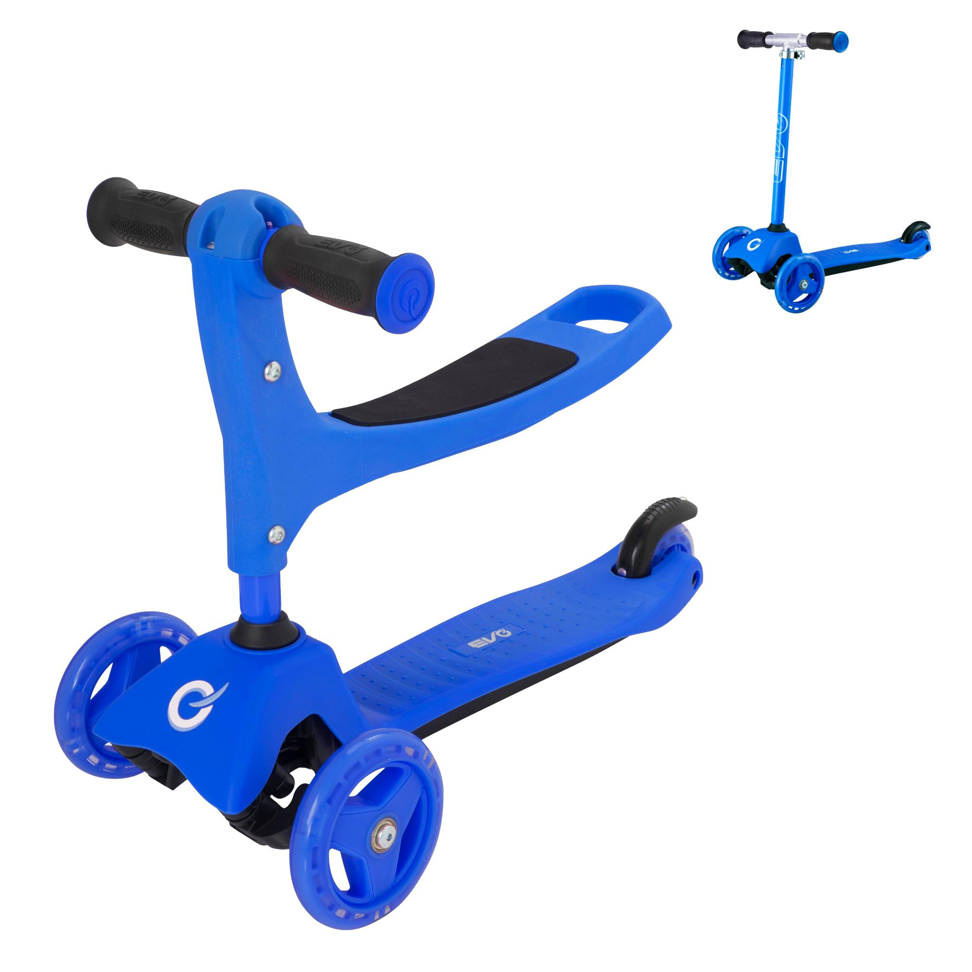 EVO 3-in-1 Cruiser | Adjustable Handle | 3-Stage Interchangeable | 2-Wheel Push Seated Scooter | Great First Scooter for Kids Ages 1-7