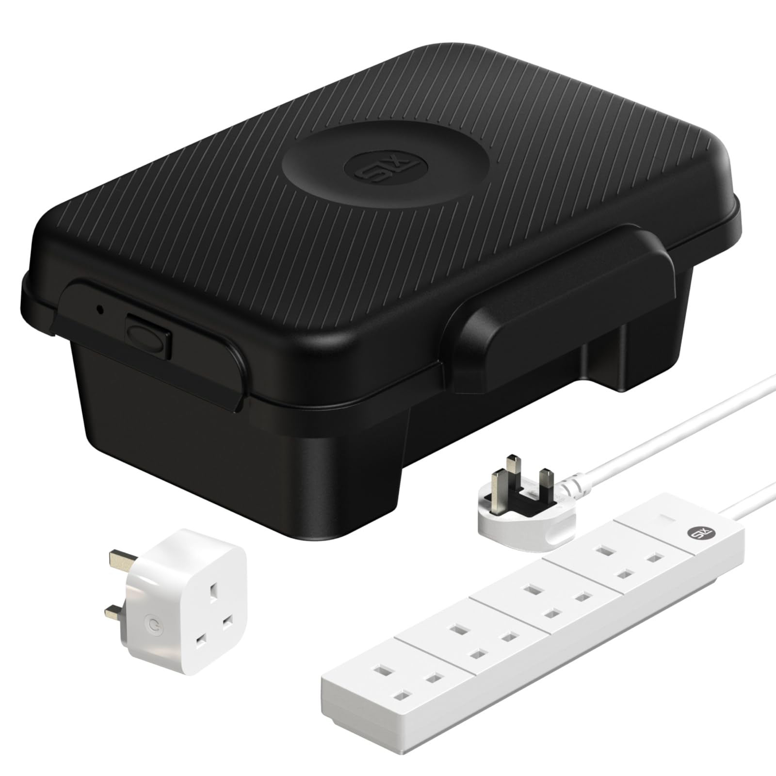 SLx Weatherproof Outdoor Electrical Box with 4 Gang 6m Extension Lead + WiFi Smart Plug for Christmas Lights, Reels, Transformers, Fuse Box Cover, IP56 Water-Resistant Silicone Mould 360 x 255 x 138mm